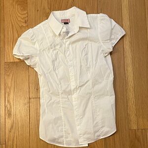 Pink by Thomas Pink White Short Cap Sleeve Button Down Shirt